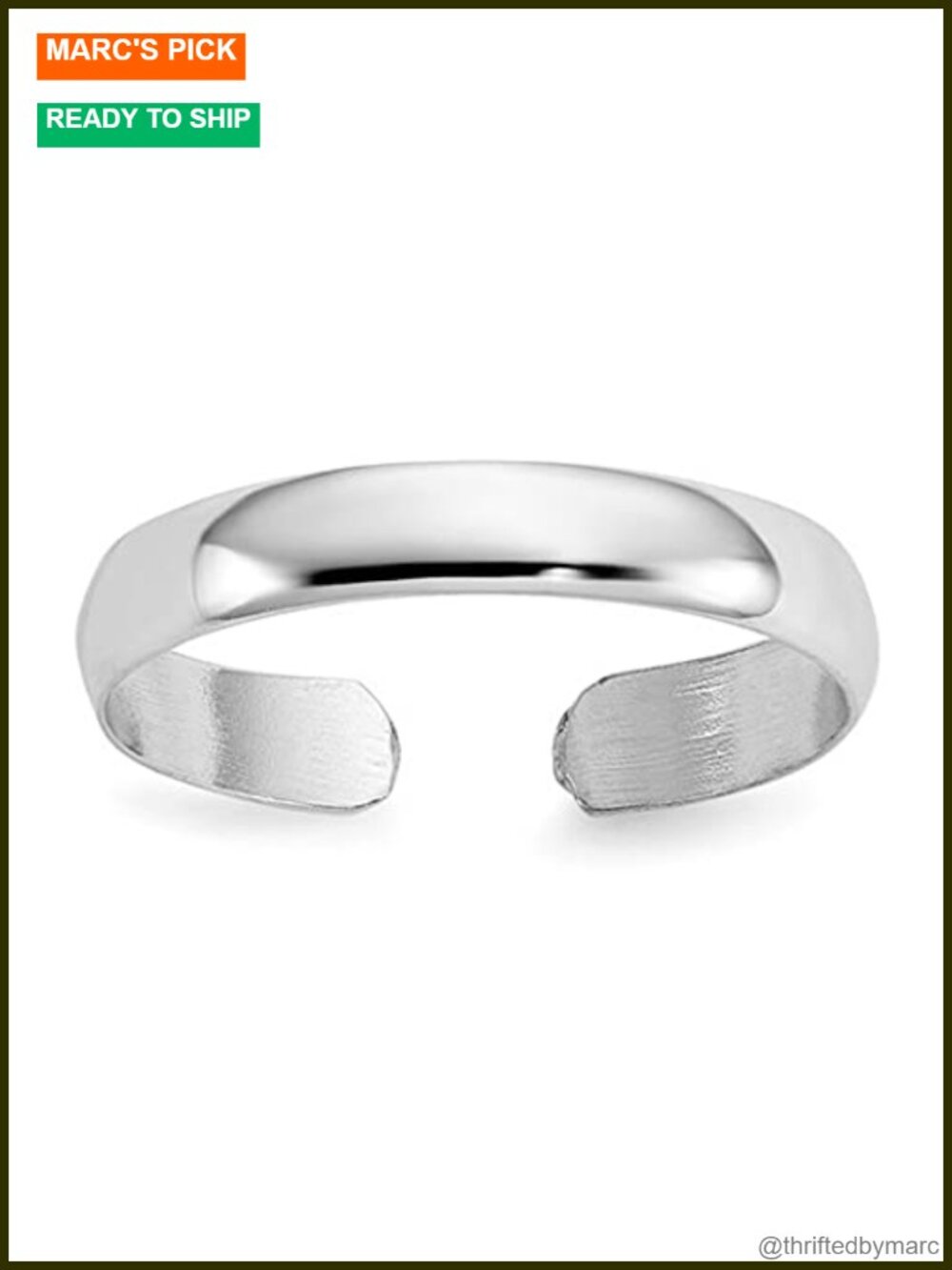 14k Solid Gold Adjustable Toe Ring Women 3mm Polished Band Hypoallergenic